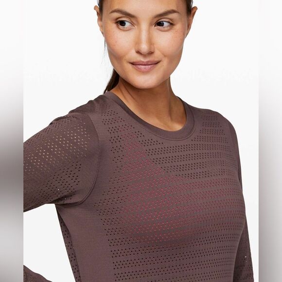 EUC Lululemon Breeze By Long Sleeve *Squad in Cherry Cola - Picture 9 of 11